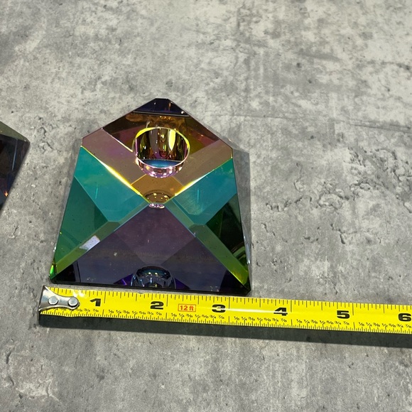 House of Goebel vintage W Germany lead crystal iridescent candle holders - Picture 11 of 16